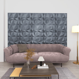 3D Wall Panels 24 pcs 50x50 cm Diamond Grey 6 m² - Giant Lobelia