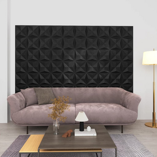 3D Wall Panels 48 pcs 50x50 cm Origami Black 12 m² - Giant Lobelia