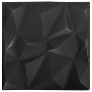 3D Wall Panels 48 pcs 50x50 cm Diamond Black 12 m² - Giant Lobelia