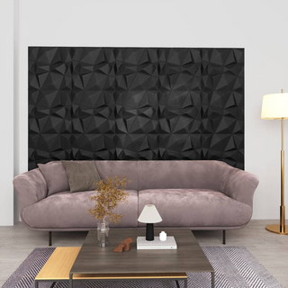 3D Wall Panels 24 pcs 50x50 cm Diamond Black 6 m² - Giant Lobelia