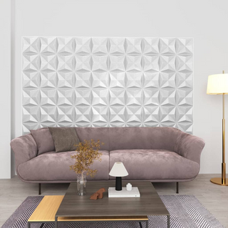 3D Wall Panels 48 pcs 50x50 cm Origami White 12 m² - Giant Lobelia