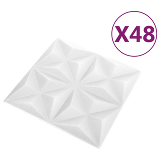 3D Wall Panels 48 pcs 50x50 cm Origami White 12 m² - Giant Lobelia