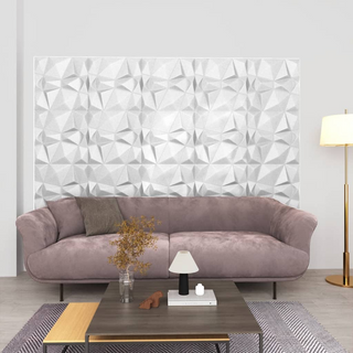 3D Wall Panels 48 pcs 50x50 cm Diamond White 12 m² - Giant Lobelia