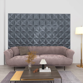 3D Wall Panels 24 pcs 50x50 cm Origami Grey 6 m² - Giant Lobelia