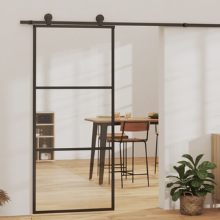 vidaXL Sliding Door ESG Glass and Aluminium 90x205 cm Black - Giant Lobelia