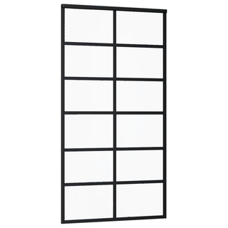 vidaXL Sliding Door ESG Glass and Aluminium 102x205 cm Black - Giant Lobelia