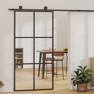 vidaXL Sliding Door ESG Glass and Aluminium 102x205 cm Black - Giant Lobelia