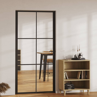 vidaXL Interior Door ESG Glass and Aluminium 102.5x201.5 cm Black - Giant Lobelia