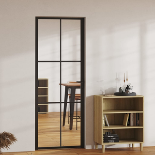 vidaXL Interior Door ESG Glass and Aluminium 76x201.5 cm Black - Giant Lobelia