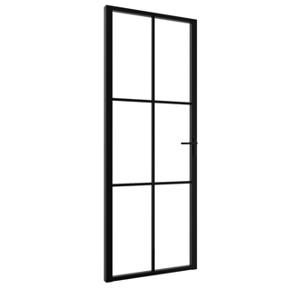 vidaXL Interior Door ESG Glass and Aluminium 76x201.5 cm Black - Giant Lobelia