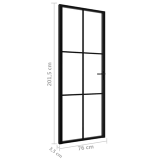 vidaXL Interior Door ESG Glass and Aluminium 76x201.5 cm Black - Giant Lobelia