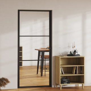 vidaXL Interior Door ESG Glass and Aluminium 93x201.5 cm Black - Giant Lobelia