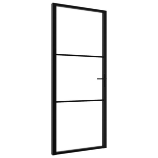 vidaXL Interior Door ESG Glass and Aluminium 93x201.5 cm Black - Giant Lobelia