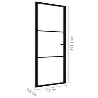 vidaXL Interior Door ESG Glass and Aluminium 93x201.5 cm Black - Giant Lobelia