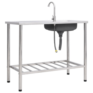 Camping Sink Single Basin with Tap Stainless Steel - Giant Lobelia