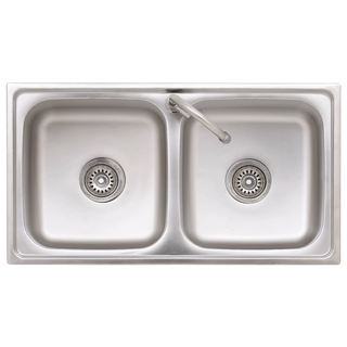 Camping Sink Double Basins with Tap Stainless Steel - Giant Lobelia