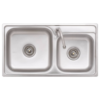 Camping Sink Double Basins with Tap Stainless Steel - Giant Lobelia