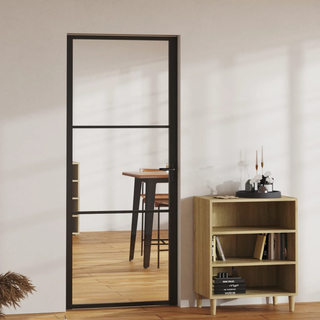 vidaXL Interior Door ESG Glass and Aluminium 83x201.5 cm Black - Giant Lobelia