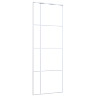 vidaXL Sliding Door Frosted ESG Glass and Aluminium 76x205 cm White - Giant Lobelia