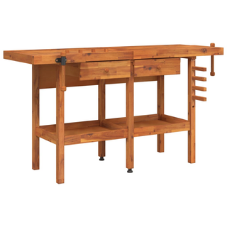 Workbench with Drawers and Vices 162x62x83 cm Solid Wood Acacia - Giant Lobelia