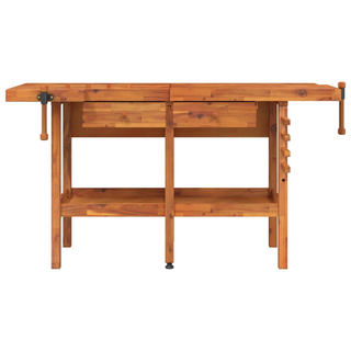 Workbench with Drawers and Vices 162x62x83 cm Solid Wood Acacia - Giant Lobelia