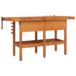 Workbench with Drawers and Vices 162x62x83 cm Solid Wood Acacia - Giant Lobelia