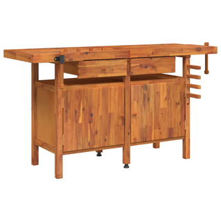 Workbench with Drawers and Vices 162x62x83 cm Solid Wood Acacia - Giant Lobelia