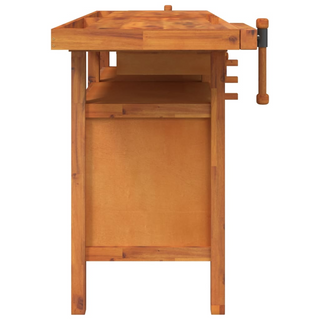 Workbench with Drawers and Vices 162x62x83 cm Solid Wood Acacia - Giant Lobelia