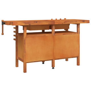 Workbench with Drawers and Vices 162x62x83 cm Solid Wood Acacia - Giant Lobelia