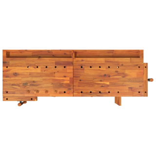 Workbench with Drawers and Vices 162x62x83 cm Solid Wood Acacia - Giant Lobelia