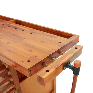 Workbench with Drawers and Vices 162x62x83 cm Solid Wood Acacia - Giant Lobelia