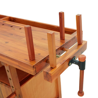 Workbench with Drawers and Vices 162x62x83 cm Solid Wood Acacia - Giant Lobelia