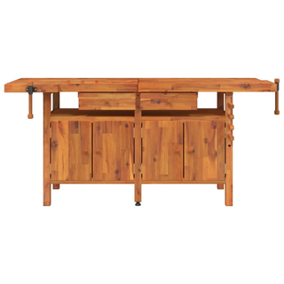 Workbench with Drawers and Vices 192x62x83 cm Solid Wood Acacia - Giant Lobelia