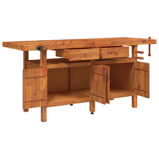 Workbench with Drawers and Vices 192x62x83 cm Solid Wood Acacia - Giant Lobelia