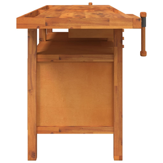 Workbench with Drawers and Vices 192x62x83 cm Solid Wood Acacia - Giant Lobelia