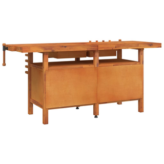 Workbench with Drawers and Vices 192x62x83 cm Solid Wood Acacia - Giant Lobelia