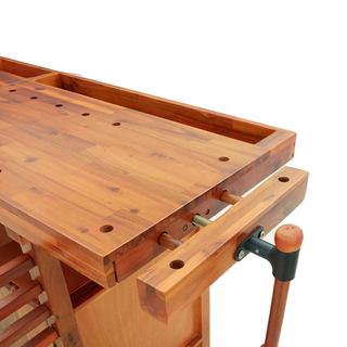 Workbench with Drawers and Vices 192x62x83 cm Solid Wood Acacia - Giant Lobelia