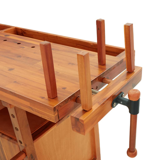 Workbench with Drawers and Vices 192x62x83 cm Solid Wood Acacia - Giant Lobelia