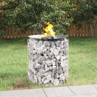 vidaXL Gabion Fire Pit Ø 50 cm Galvanised Iron - Giant Lobelia