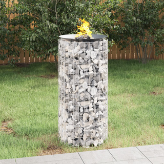 vidaXL Gabion Fire Pit Ø 50 cm Galvanised Iron - Giant Lobelia