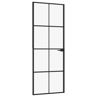 vidaXL Interior Door Black 76x201.5 cm Tempered Glass&Aluminium - Giant Lobelia