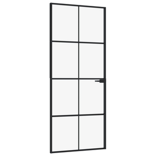 vidaXL Interior Door Black 83x201.5 cm Tempered Glass&Aluminium - Giant Lobelia