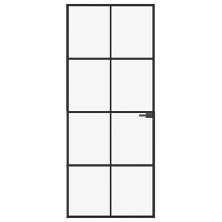 vidaXL Interior Door Black 83x201.5 cm Tempered Glass&Aluminium - Giant Lobelia