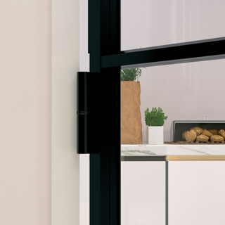 vidaXL Interior Door Black 83x201.5 cm Tempered Glass&Aluminium - Giant Lobelia