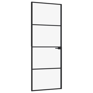 vidaXL Interior Door Black 76x201.5 cm Tempered Glass&Aluminium - Giant Lobelia