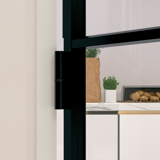 vidaXL Interior Door Black 76x201.5 cm Tempered Glass&Aluminium - Giant Lobelia