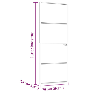 vidaXL Interior Door Black 76x201.5 cm Tempered Glass&Aluminium - Giant Lobelia