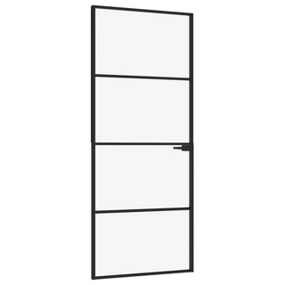 vidaXL Interior Door Black 83x201.5 cm Tempered Glass&Aluminium - Giant Lobelia