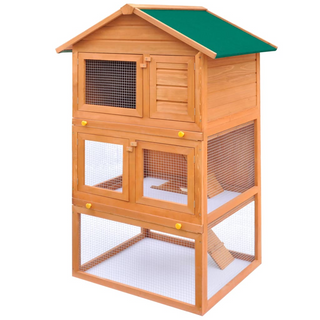 vidaXL Outdoor Rabbit Hutch Small Animal House Pet Cage 3 Layers Wood - Giant Lobelia