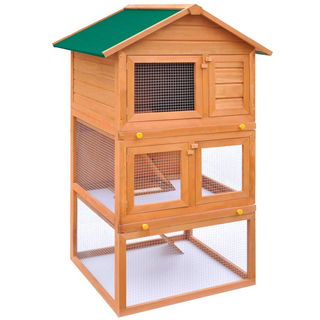 vidaXL Outdoor Rabbit Hutch Small Animal House Pet Cage 3 Layers Wood - Giant Lobelia